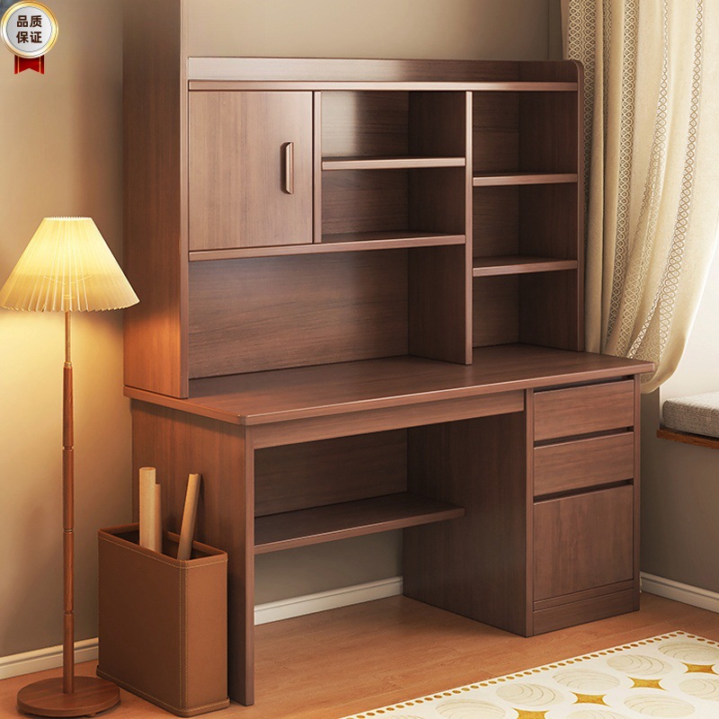 Стол из массива дерева, интегрированный стол и книжная полка, учебный стол и стул, домашний книжный шкаф