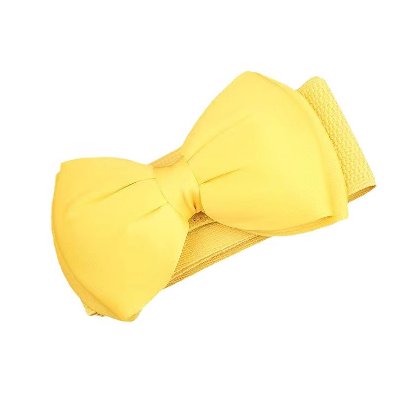 Korean-style Chiffon Bow Elastic Elastic Belt Women's All-match Decorative Wide Waist Seal Skirt Belt Dress Accessories