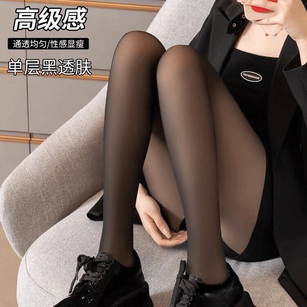 plus size Autumn and Winter Light Leg Artifact Leggings Women's fleece-lined Thickened Black Skin Pantyhose Natural Outer Wear