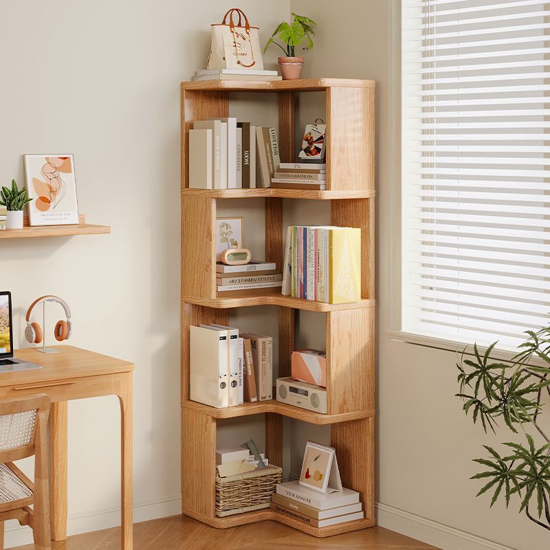 Solid Wood Corner Bookshelf Floor-Standing Storage Rack Home Bookcase Living Room Simple Multi-Layer Corner Cabinet Storage Side Cabinet
