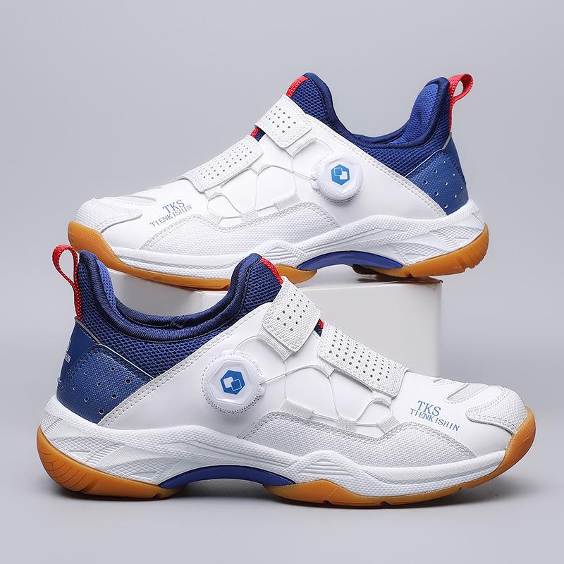Badminton Shoes Men's and Women's Mesh Breathable Wear-resistant Rotating Button Couples Parent-child Children's Competition Training Sneakers