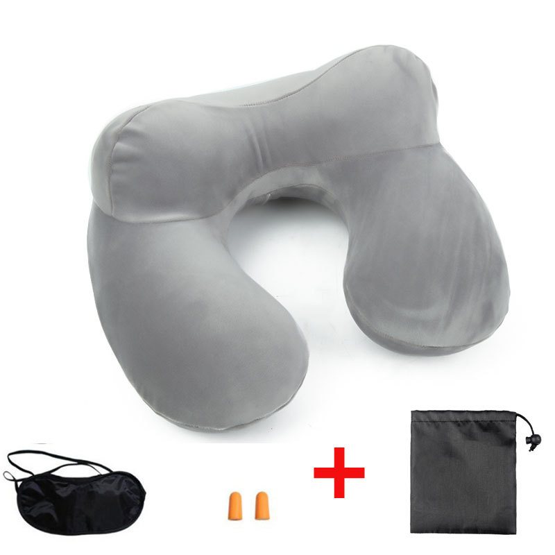 Pvc New Removable and Washable U-Shaped Pillow Lunch Break Hump Inflatable Pillow Airplane Travel Inflatable Neck Pillow Manufacturer Wholesale