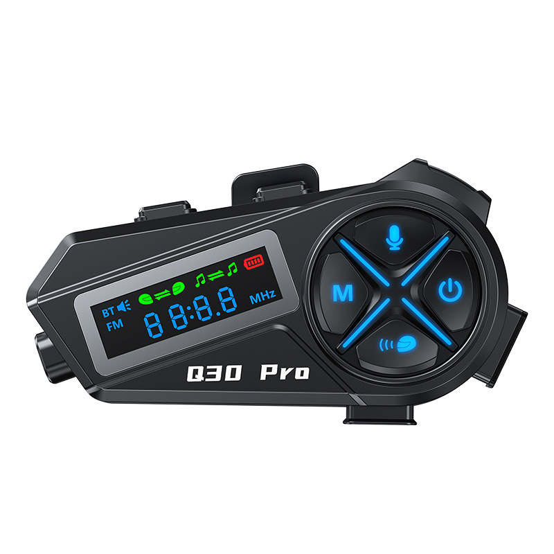 Q30Pro Helmet Bluetooth Headset Led Mixing Music Sharing Fm Waterproof Flashlight 2 Person Intercom Helmet Headset