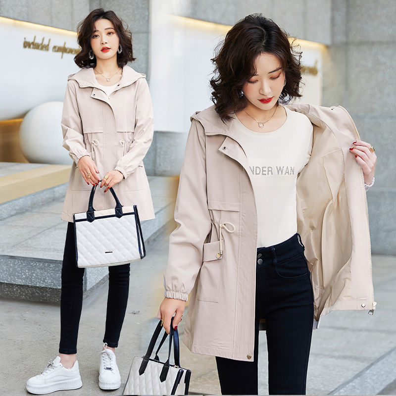 Spring and Autum Thin Windbreaker Women's Mid-Length 2025 New Korean Style Slim Casual Western Style Small Outwear Jacket