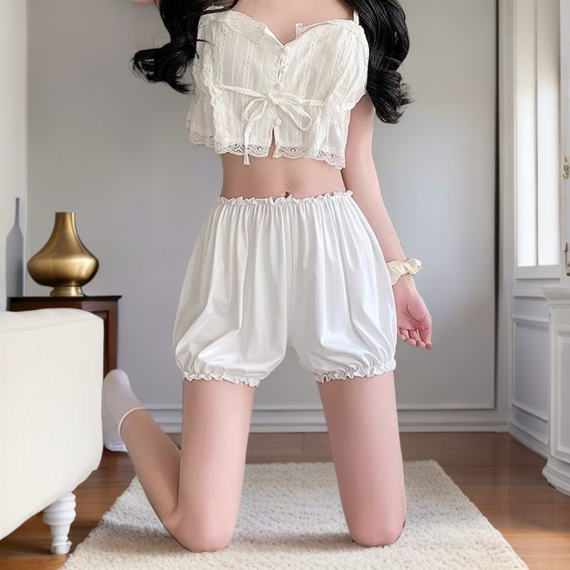 Security Pants Ice Silk Anti-Exposure Three-Point Pumpkin Pants Women's Summer Thin Bottoming Insurance Shorts Bloomers Without Curling