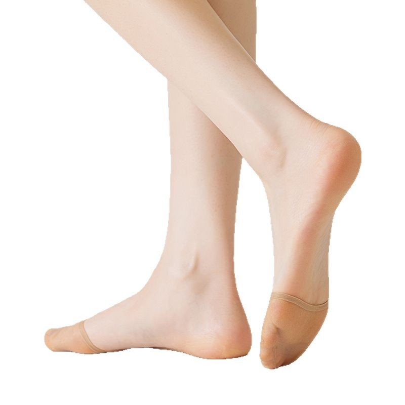 Lycra Half Palm Socks Non-Silicone Non-Slip Shallow Mouth Silk Socks Boat Socks Thin Invisible Women High Heels Pocket Pad Socks