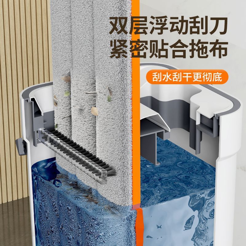 € Flat Mop with Bucket, Hands-Free Washing, Household Lazy Mop, Rotating Mop, No-Wash Mop