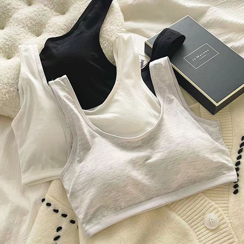 12-18 years old seamless underwear Women's Development sports shockproof vest Junior High School High School girl student fixed cup bra