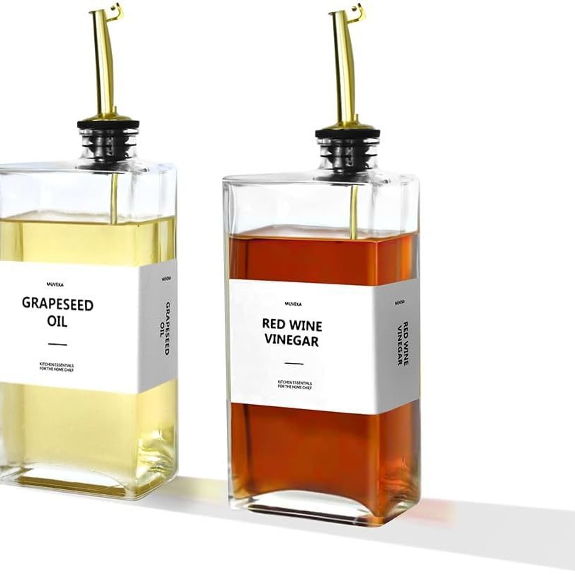 500ML glass bottle 16.9oz crystal white 350ML seasoning juice oil and vinegar dispenser glass oil control nozzle bottle