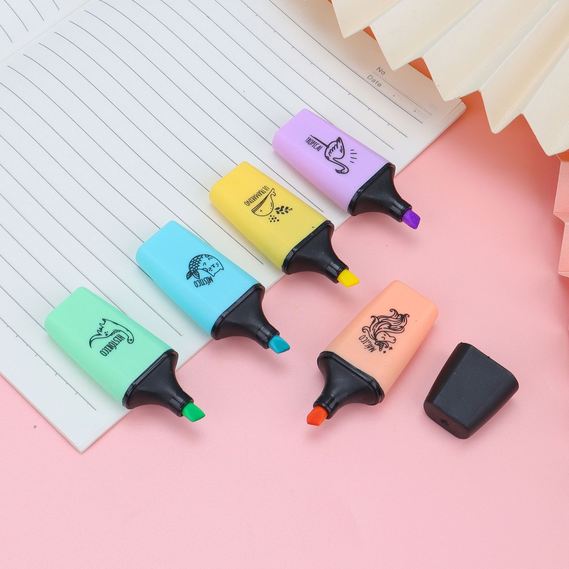 Qixiang Large-Capacity Custom Highlighter Pens, Student Markers for Highlighting Key Points, Oblique-Tip Planner Pens Wholesale