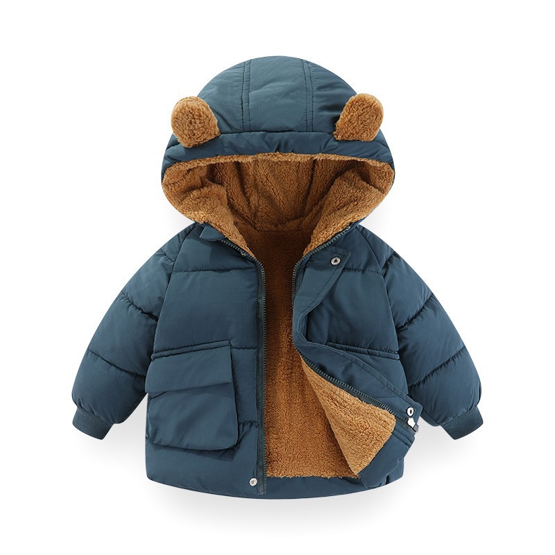Factory Direct Sales 2025 Winter Kidsren's Cotton Outwear Wholesale Fleece-Lined Thickeneded Baby Hooded Outwear Cotton Outwear