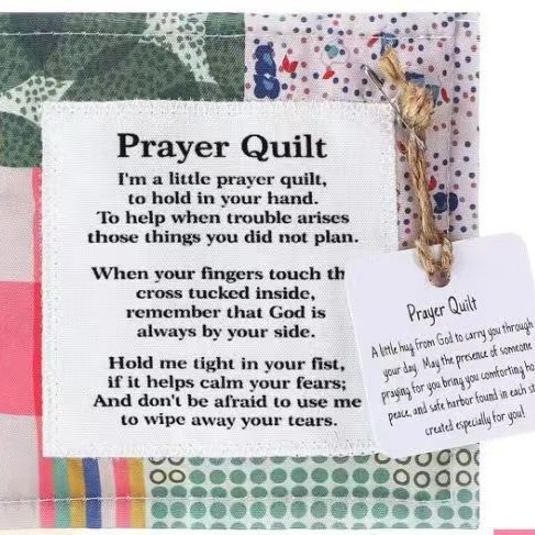 Cross-Border New Product Creative Small Cloth Bag with Cross and Prayer Words, Colorfulful Sewn Prayer Quilt