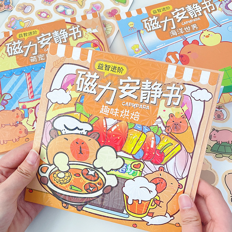 Magnetic Quiet Book Kapibara Thickeneded Large Size Girl DIY Dress up Scene Kidsren's Handmade Educational Toys