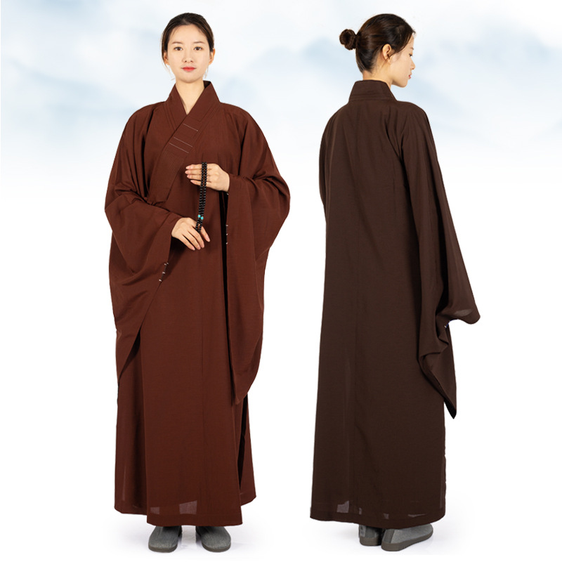 Table hemp fabric Haiqing long coat Buddha clothing for women's long sleeve Haiqing meditation men's monk clothing spring, summer, autumn and winter