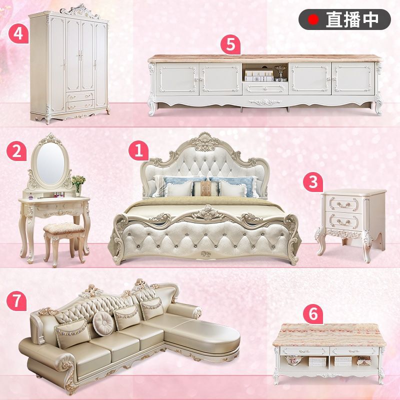 Полный комплект мебели для всего дома с комбинацией кровати, европейский стиль, спальня, диван для гостиной, ТВ-кабинет, кофейный столик, обеденный стол