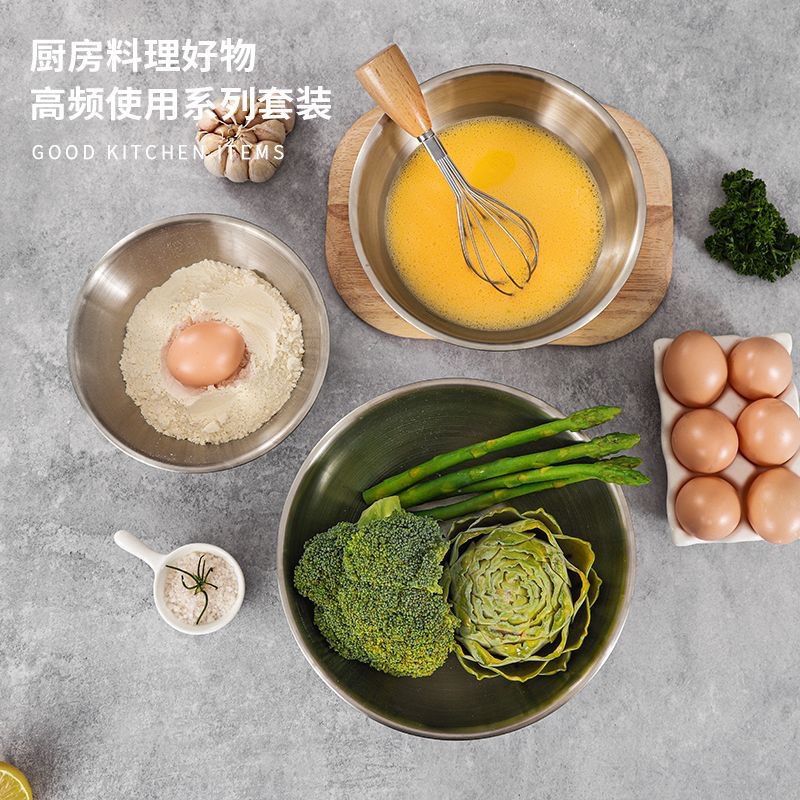 Food-Grade Stainless Steel Basin with Scale for Washing Vegetables and Dough, Household Kitchen Cooking Basin, Bowl for Kneading Dough, Extra Thick Baking Basin