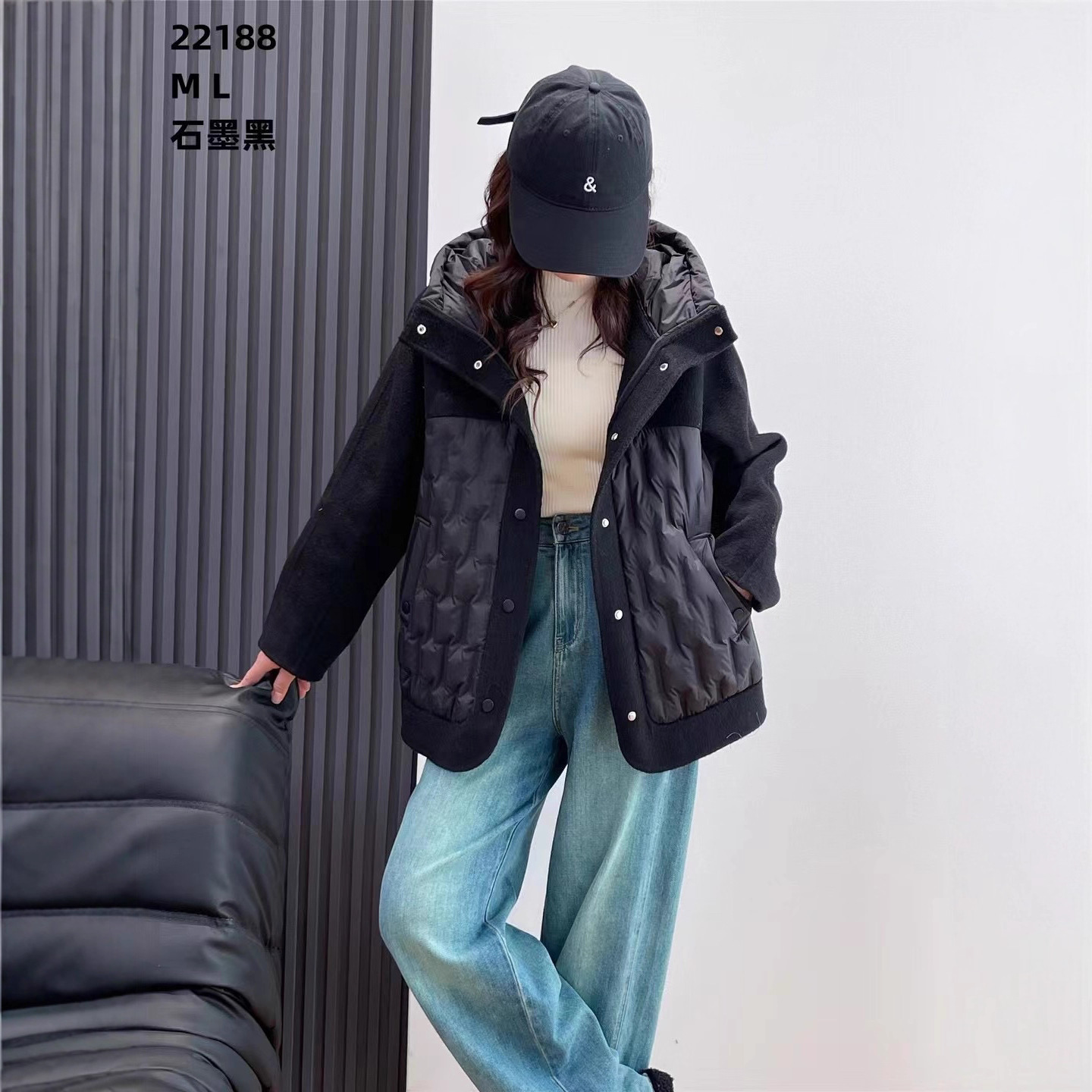 90 Single-Row down Jacket White Loose Korean Style Design Duck down Woolen Version 2024 Hooded Warm Fluffy Buckle Splicing