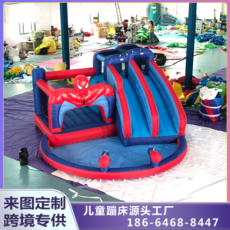 New export Trampoline children's inflatable castle water slide combination household Oxford cloth small trampoline naughty Castle manufacturer