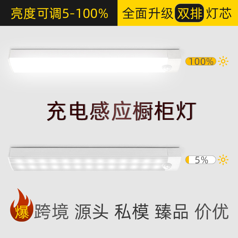 Light Strip with Human Body Sensor, Lights up When People Approach, Suitable for Cabinet Lights, Display Cabinets, Shoe Cabinets, Drawers, Rechargeable Magnetic Self-Adhesive Led Lights