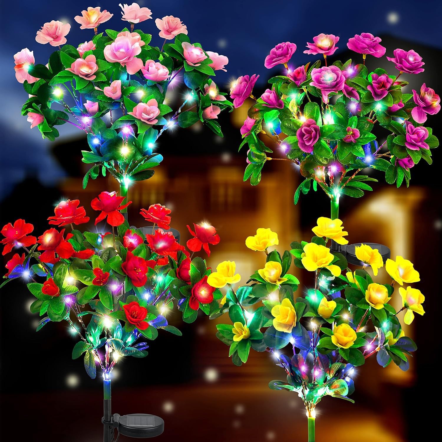 New Solar Rhododendron Light Decoration Courtyard Flower-bed Street Park Wedding Props Atmosphere Simulation Flower LED