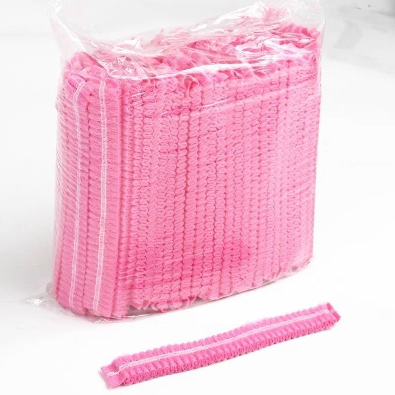 Disposable Hat Kitchen Chef Dust Cap Breathable Headgear Non-woven Mesh Cap Food Strip Cap 100/Pack