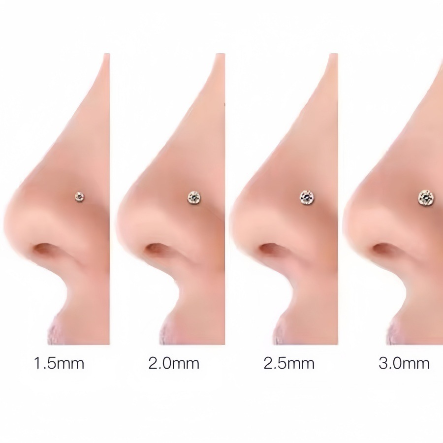 Cross-border Classic Mini Stainless Steel Zircon Nose Stud Earrings Straight Bar Type L Type S Type Nose suit Body Wear
