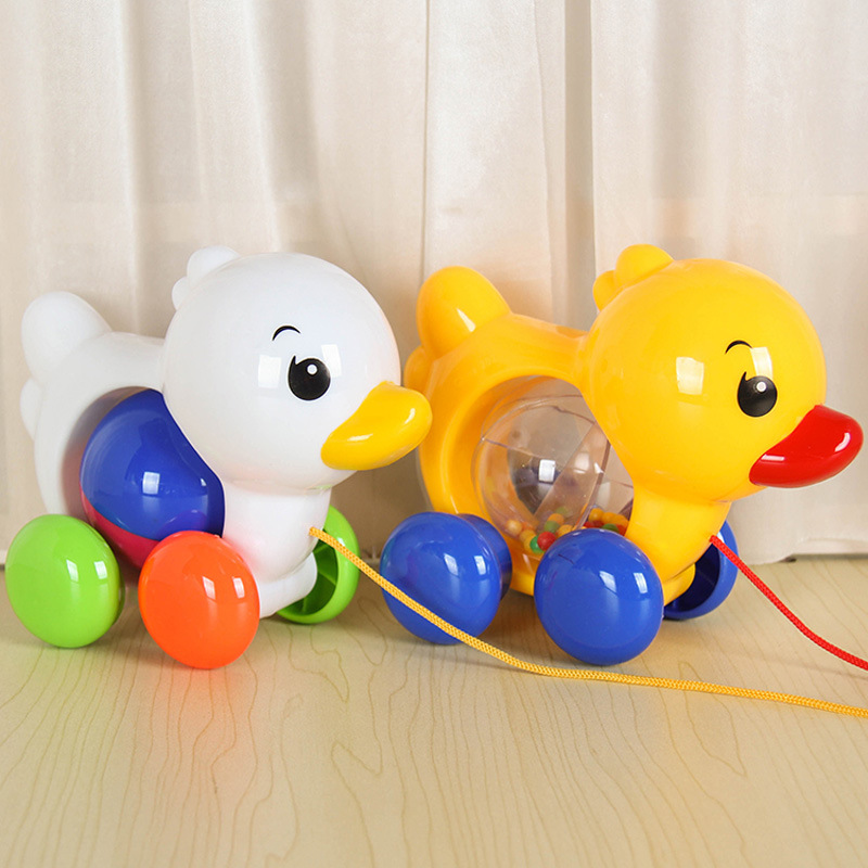 Baby drag toddler toy car kindergarten children 1-3 years old traction hand pull rope Bell duck pull string puppy