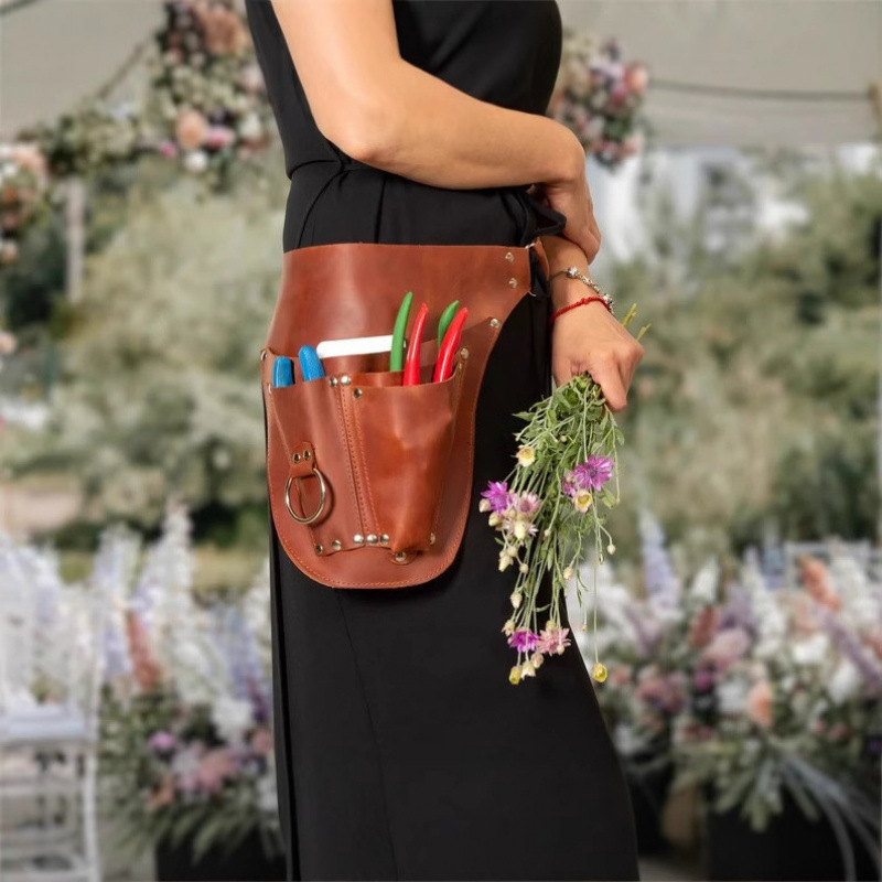 Cross-Border Multifunctional Outdoor Garden Tool Storage Bag Gardener Portable Waist Bag Pu Leather Multi-Pocket Storage Bag