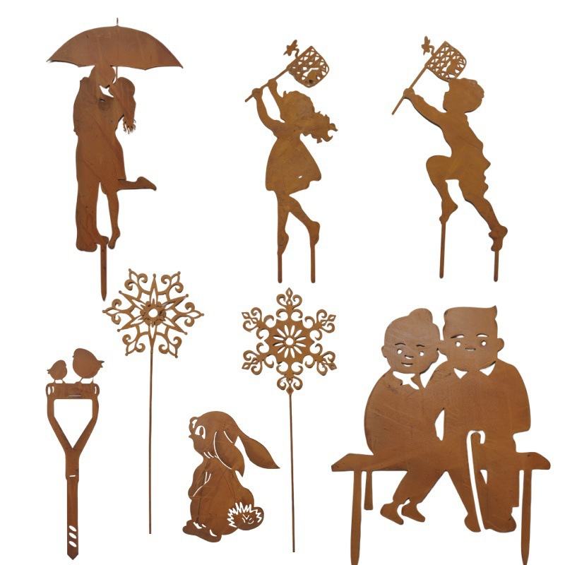 Кросс-бодер уличный садовый настенный декор в виде ржавого силуэта животного для цветочного горшка из кованого железа оптом