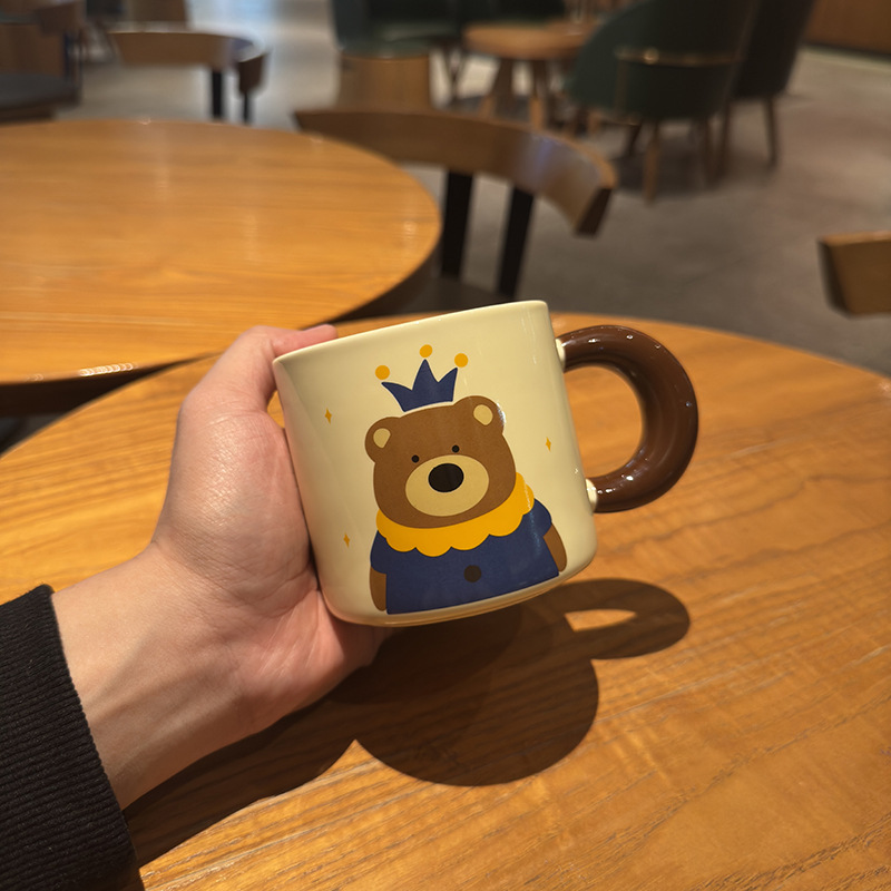 Ins Cute Bear Big Mug High Yan Value Couple Water Cup for Boys and Girls Sisters Birthday Gift Accompanying Ceremony