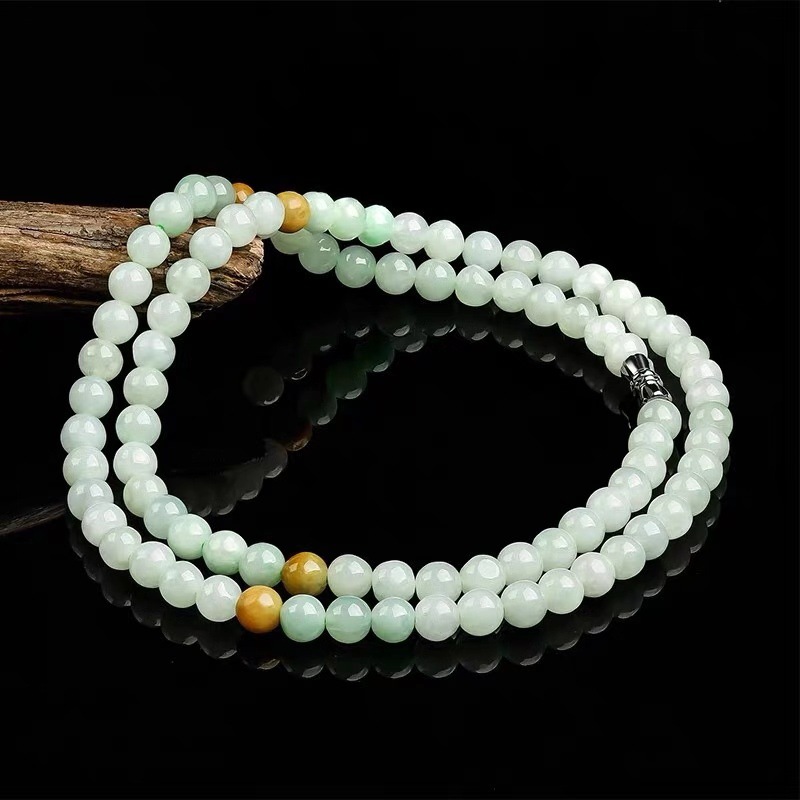 Military Natural Burmese A-Grade Jade Necklace 8mm Bracelet Three-Color Bracelet Wholesale Live Broadcast Fc3102701