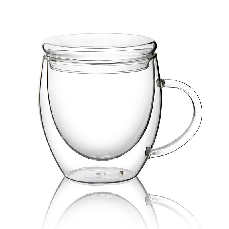 Household double-layer transparent glass water cup creative heat-resistant flower tea cup heat insulation cup cold drink milk juice coffee cup
