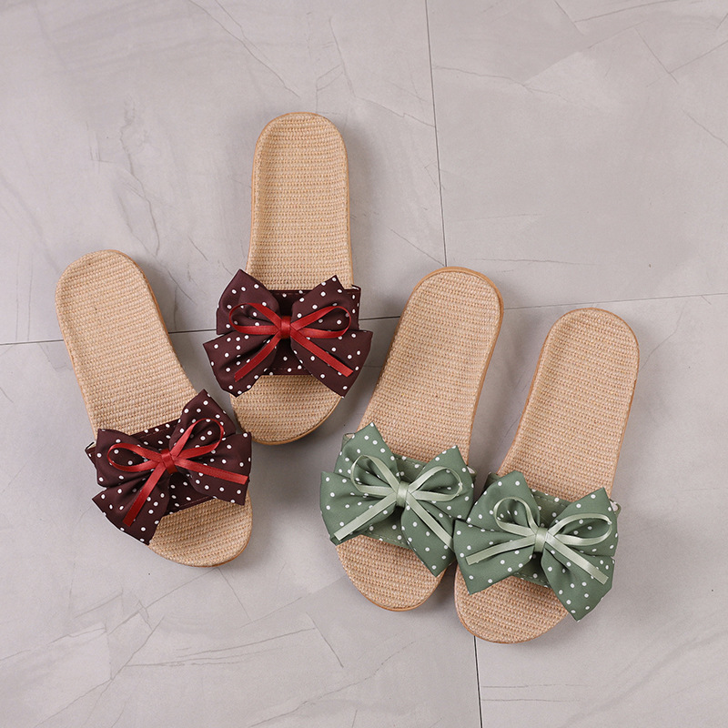 Cross-Border Manufacturers Wholesale Fabric Linen Four-Season Indoor Slippers Cotton and Linen Women's Non-Slip Lightweight Home Soft-Soled Slippers