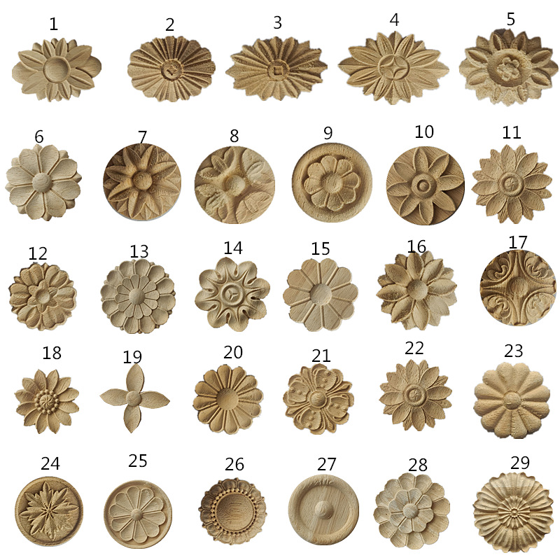 Резьба по дереву в европейском стиле, декоративные наклейки, резные деревянные цветы, мебель, круглые цветочные элементы из массива дерева