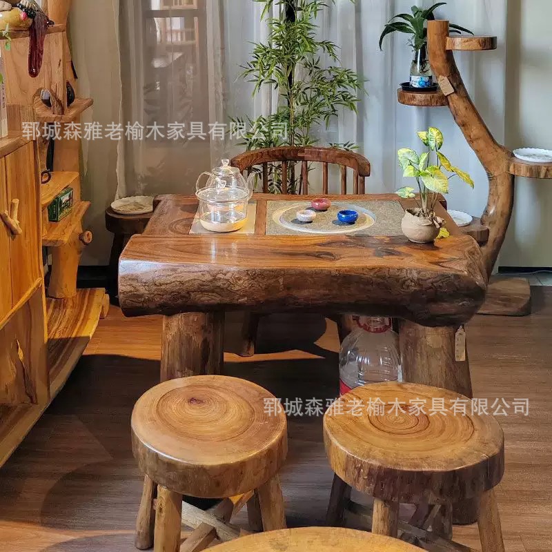 Чайный стол из старого вяза маленький столик в форме пня чайник интегрированный встроенный домашний кофейный столик для отдыха