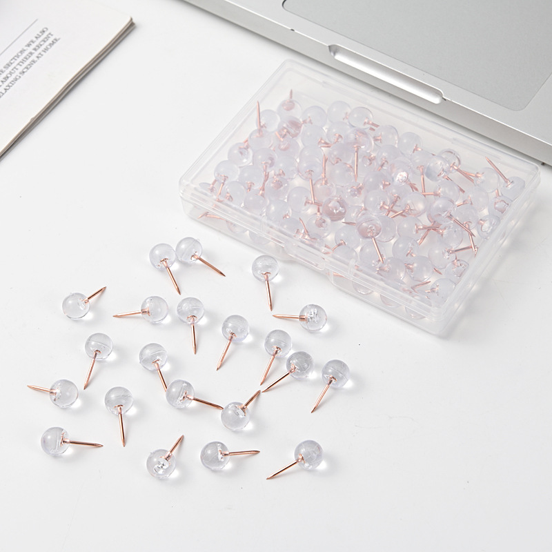 Transparent ball nail rose gold nail 9*20mm cork board photo wall fixed press nail plastic pin nail