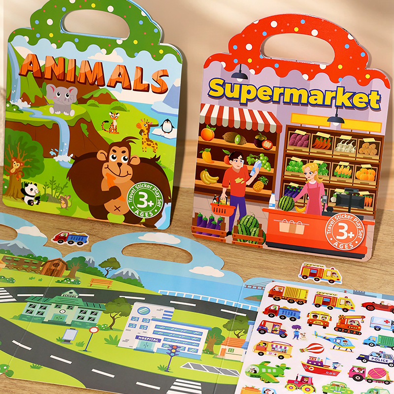 Кросс-граничные источники, книга с наклейками, тихая книга, DIY, образовательная головоломка для детей 3-6 лет