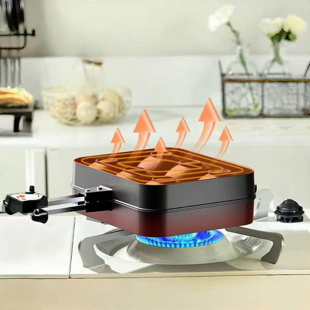 Smiley Face Egg Waffle Commercial Cake Mold Gas Griddle Egg Waffle Machine Hong Kong Style Egg Waffle Machine Double-Sided Six-Hole Non-Stick