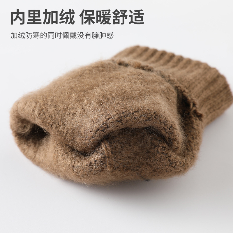 New Cross-Border Velvet Thickened Gloves Winter Gloves Warm Pineapple Pattern Split-Finger Touch Screen Men's Gloves