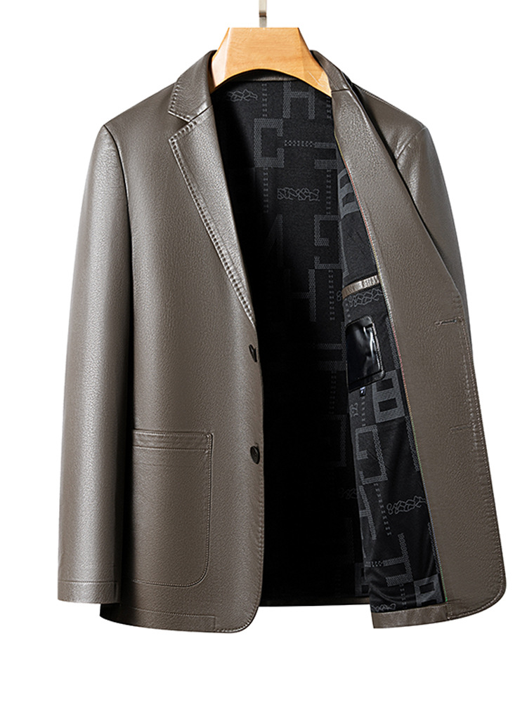 Enober | Spring and Autumn Men's Casual Ecological Leather Suit Jacket High-end Leather Suit Men's New Wholesale 2330