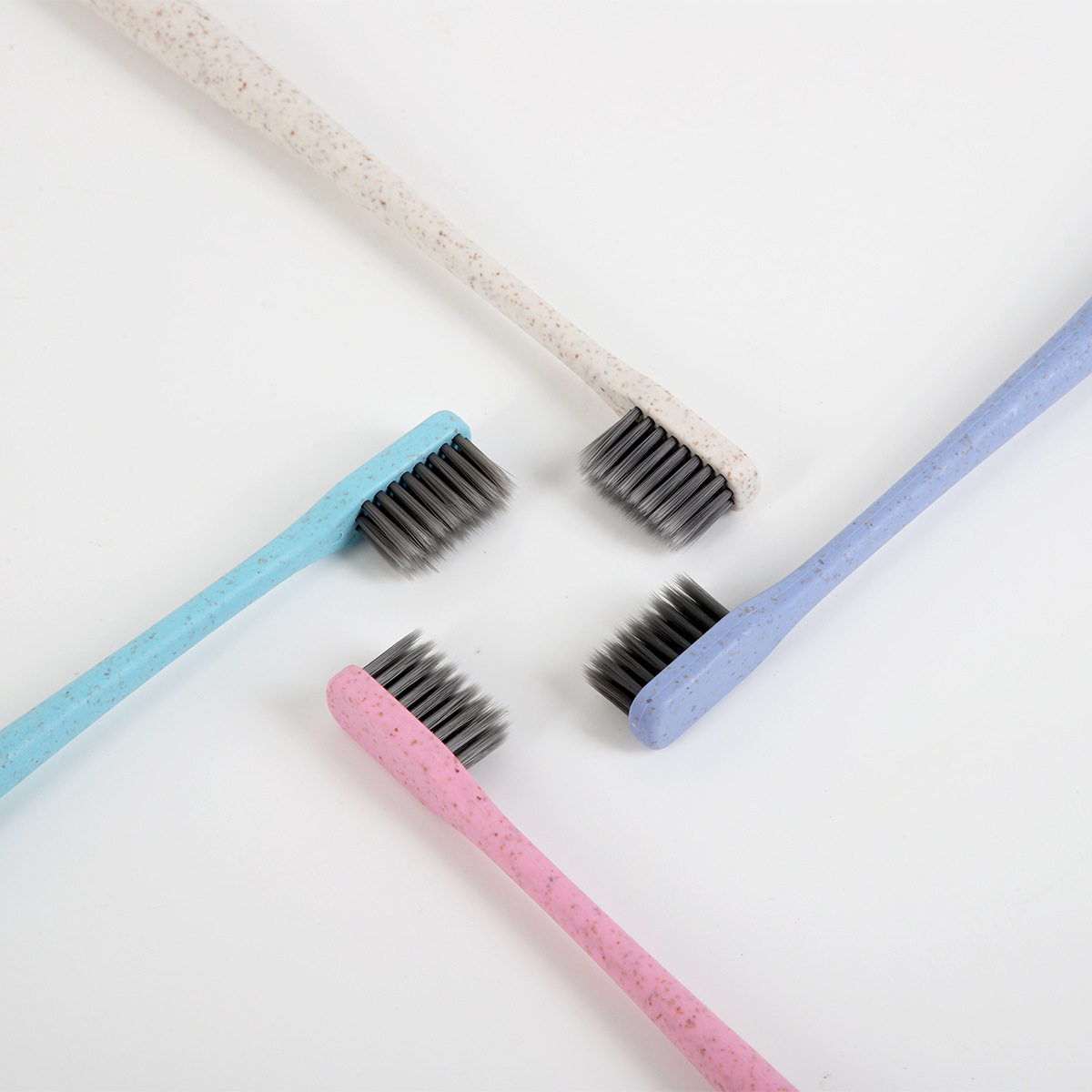 Dental Hospital Wheat Straw Toothbrush Bamboo Charcoal Adult Soft Bristle Toothbrush Round Tube Independent Packaging Custom Logo
