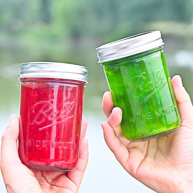 Cross-Border Mason Glass Sealed Jar Honey Jam Can Bottle Portable Milkshake Oatmeal Dried Fruit Grain Storage Jar