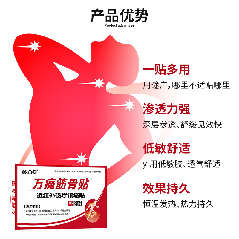 Source Factory Wantong Muscle and Bone Plaster Patch Chasing Wind Musk Pain Relief Far Infrared Magnetic Therapy Taobao Kuaishou Hot Selling Wholesale