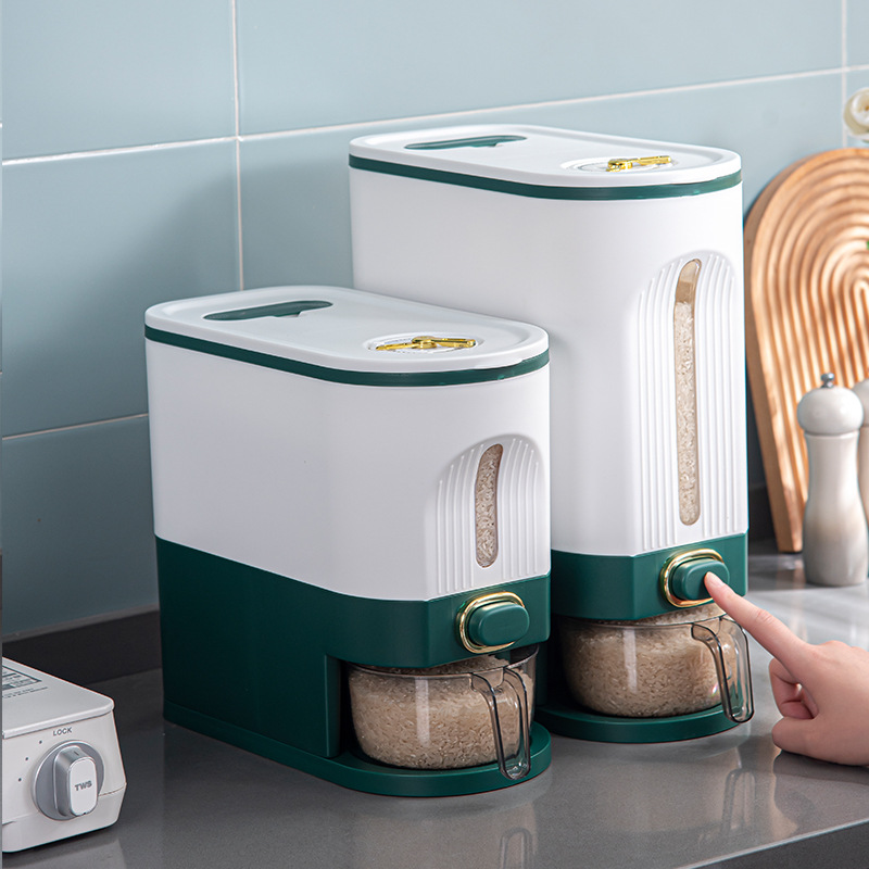 Slit Household Rice Bucket Sealed Insect-Proof Moisture-Proof Narrow Side Grain Storage Bucket Press Type Rice Storage Box Rice Tank