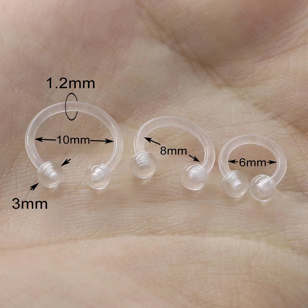 Spot Wholesale Transparent Acrylic Nose Nail Cross-border Amazon 6mm 8mm 10mm