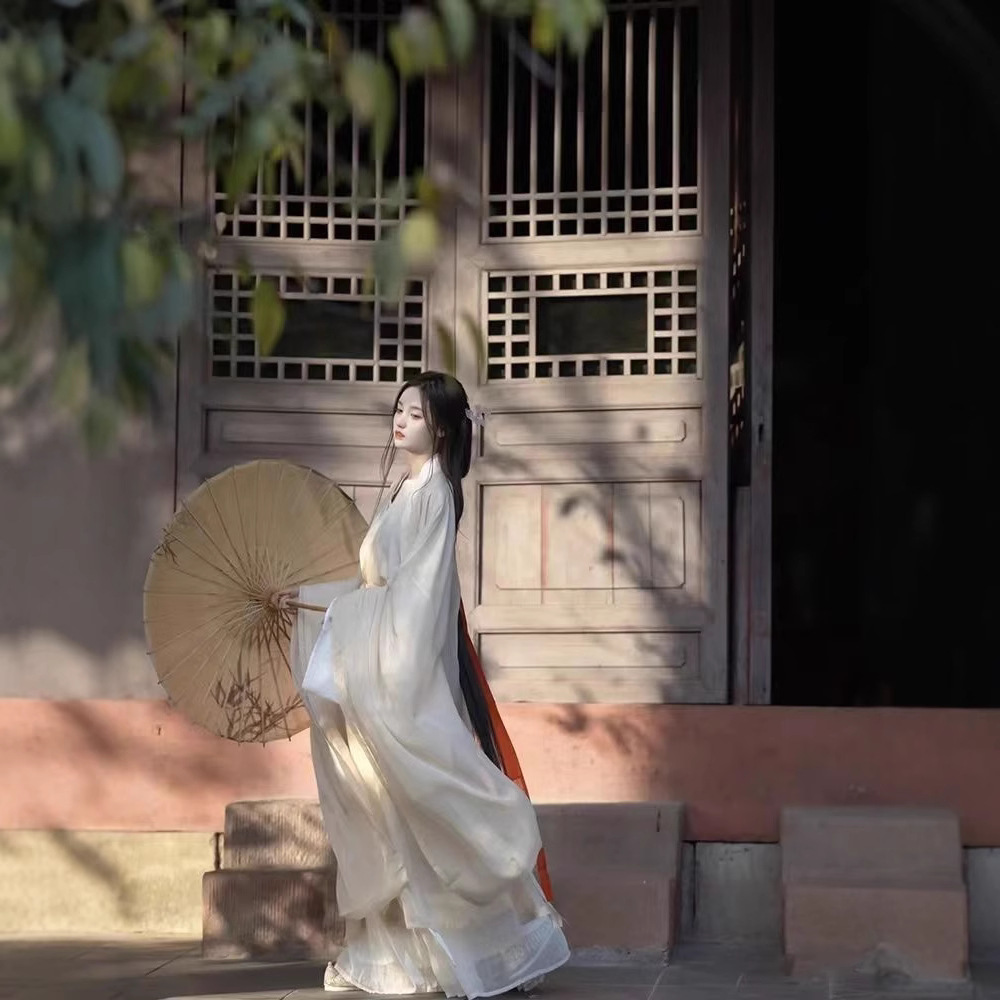 Han Clothing Wei Jin Guang Sleeve Fairy Skirt Collar Ancient Suit Fairy Elegant Antique dress 2025 Spring