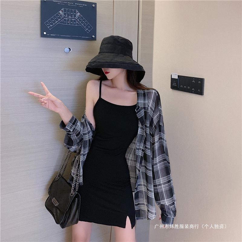 Thin Elegant Cardigan Plaid Long-Sleeved Sun Protection Shirt for Women Summer Loose Lazy Light Air-Conditioned Shirt Top Outer Wear