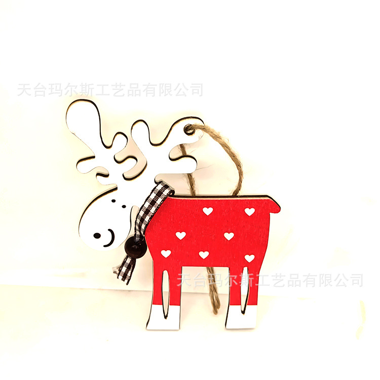 Cross-border Christmas pendant decorations fawn snowman wood printing mall window field home decoration hanging