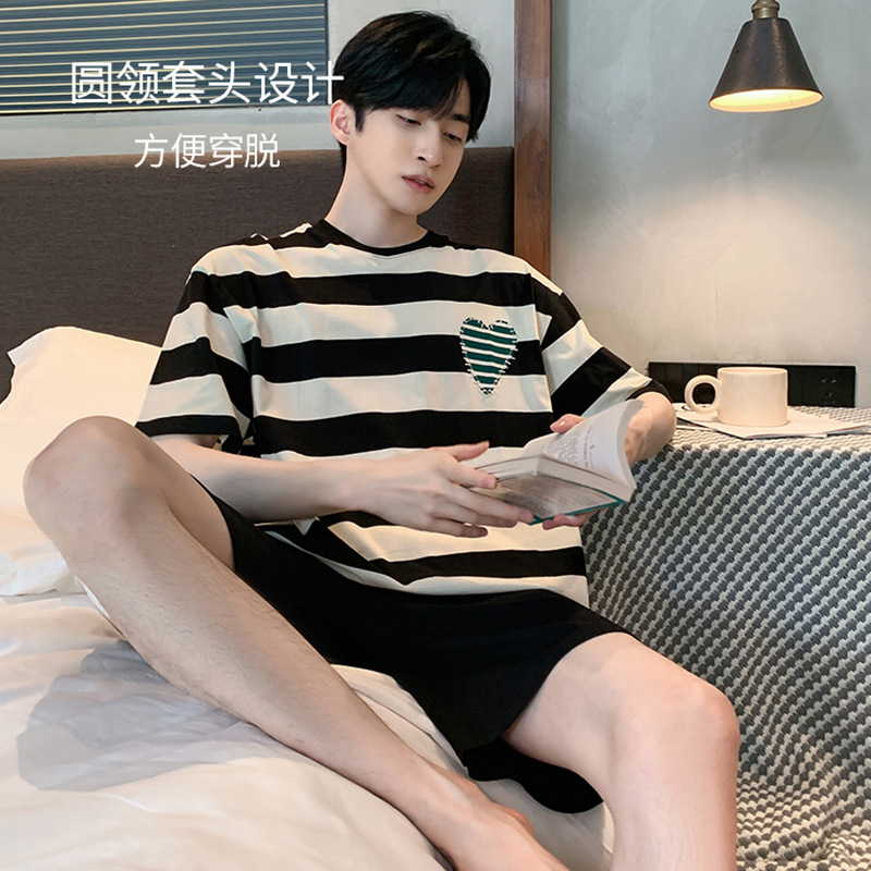 2024 Pajamas Men's Summer Milk Silk Short-sleeved Cartoon Casual Youth Students Thin Home Clothes suit