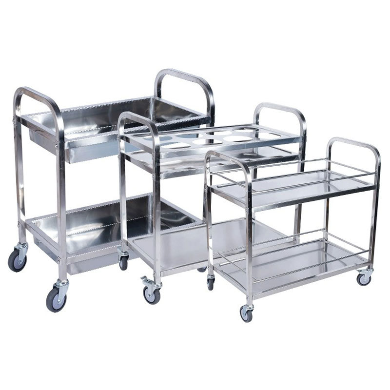 Factory wholesale thick square tube stainless steel dining car hotel restaurant delivery car four-story commercial multi-function trolley